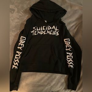 VINTAGE OBEY SUICIDAL TENDENCIES CROP HOODIE